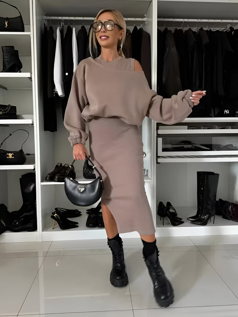 Naomi - Elegant Two-piece Set (Dress + Pullover)