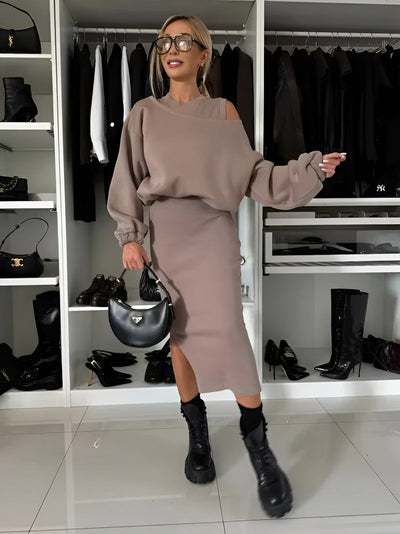 Naomi - Elegant Two-piece Set (Dress + Pullover)