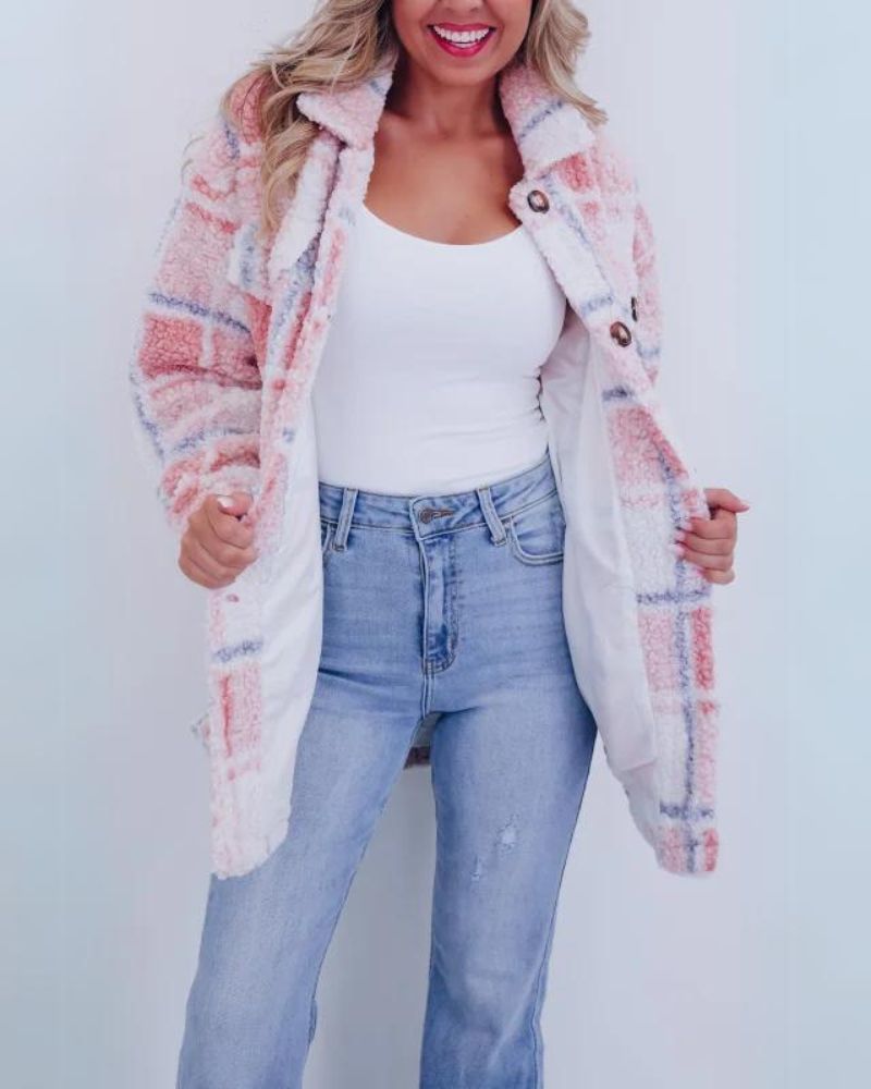 ELINARA - Checkered fleece jacket