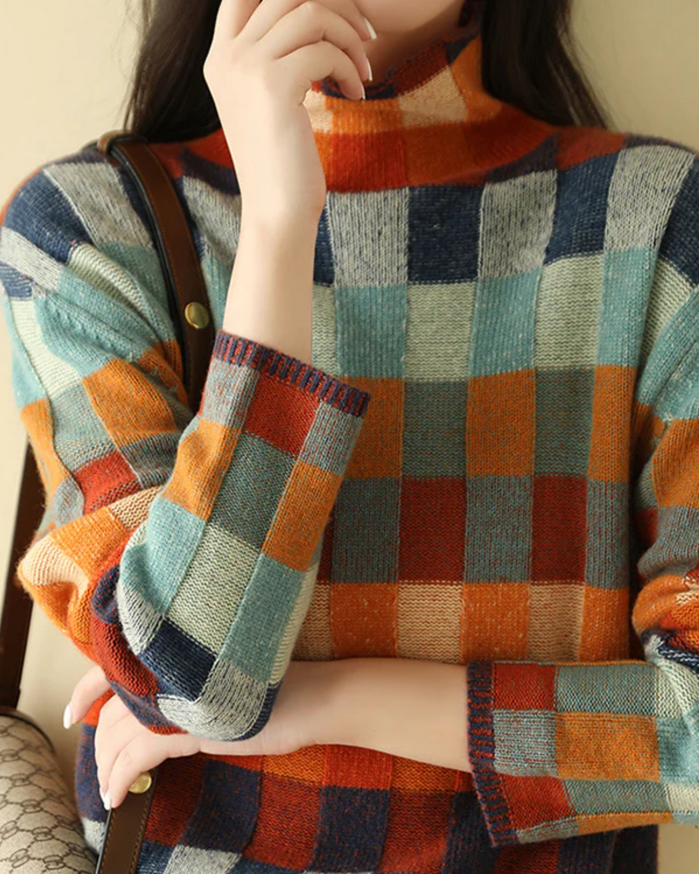 Stella - Luxe Patchwork Turtleneck