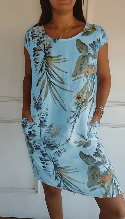 Jordan - Casual Loose-Fit Knee-Length Printed Dress