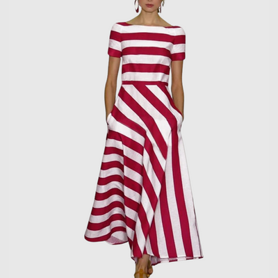 Lindsay - Short Sleeve Stripe Maxi Dress