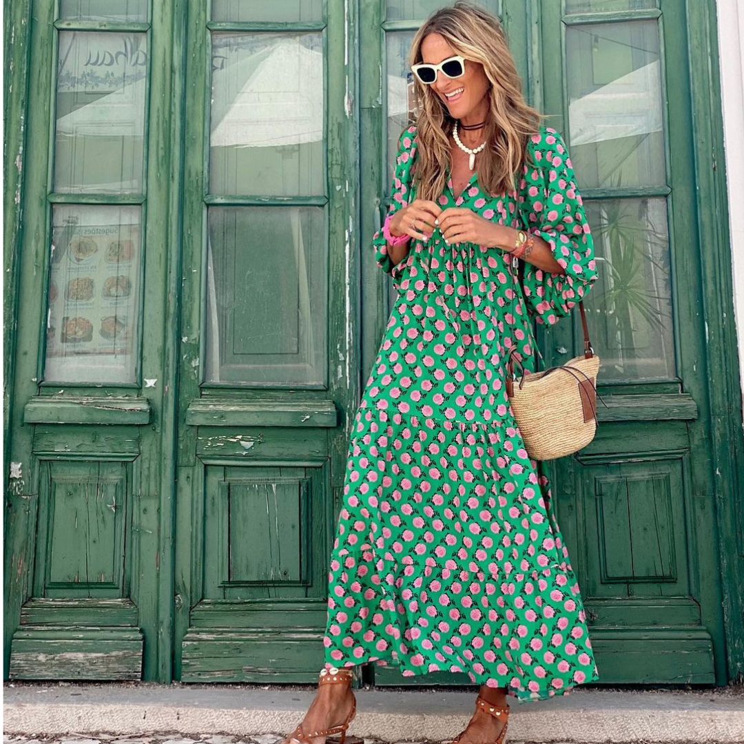 Alexandra - Geometric Print High-Low Dress
