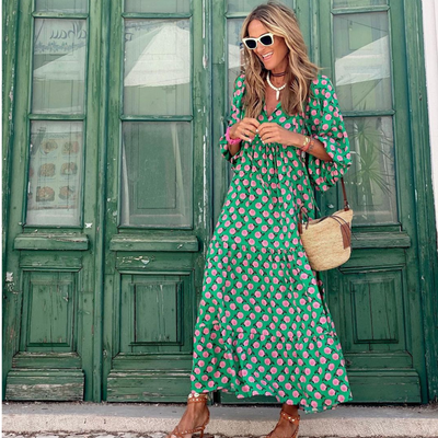 Alexandra - Geometric Print High-Low Dress