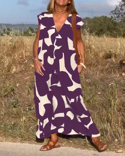 Keira - Irregular Geometric Print Sleeveless Dress