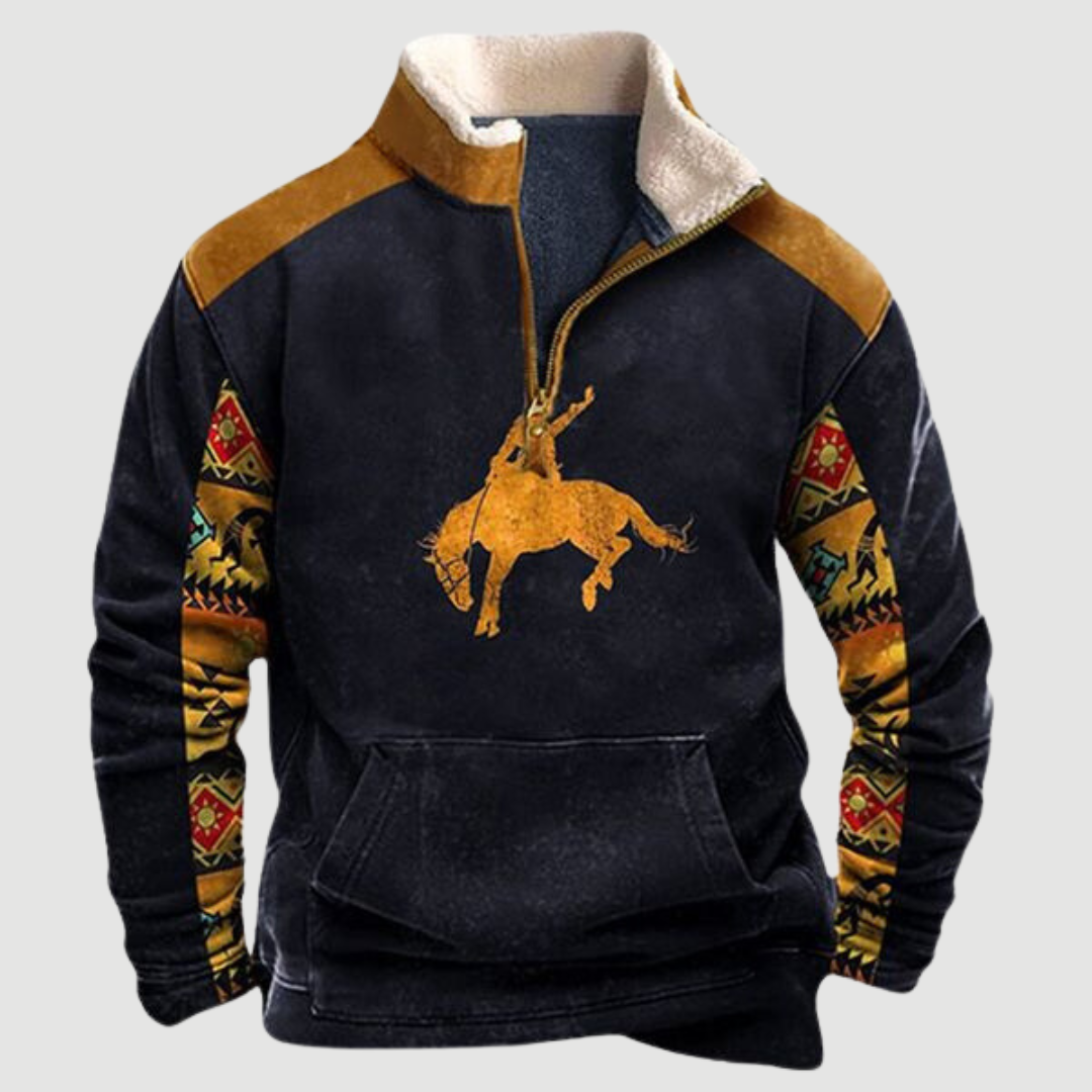 Kjeld ™ - Cozy Moose Print Half-Zip Sweater For Men