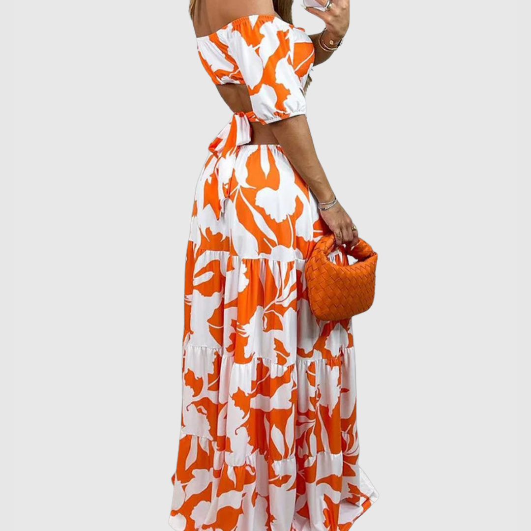 Kaitlyn - Elegant Irregular Grain Cut-Out Style Midi Dress