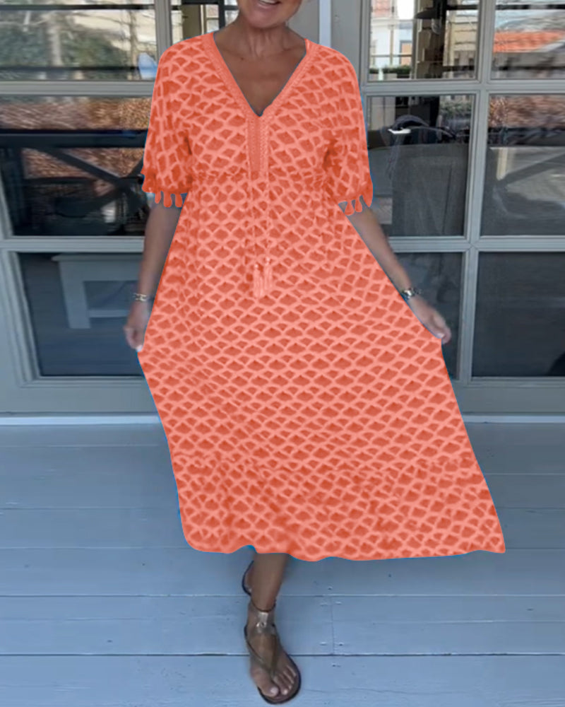 Tanesha - Summer V-Neck Tassel Dress
