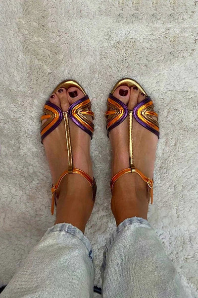 NERINA - Flat multi-strap sandals with elegant metallic details