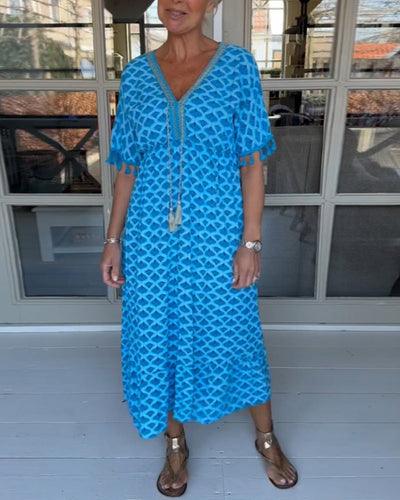 Tanesha - Summer V-Neck Tassel Dress