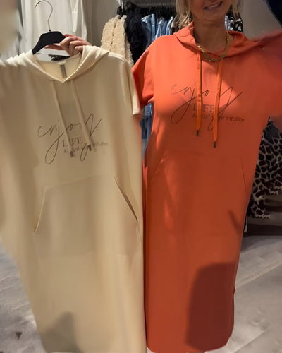 Edith - Casual Letter Print Hooded Pullover Dress