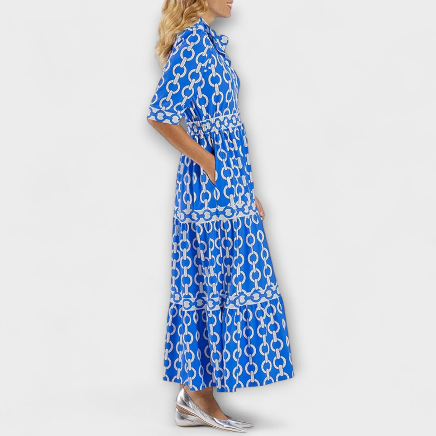 Christine - Women's Printed Chain Pattern Long Dress