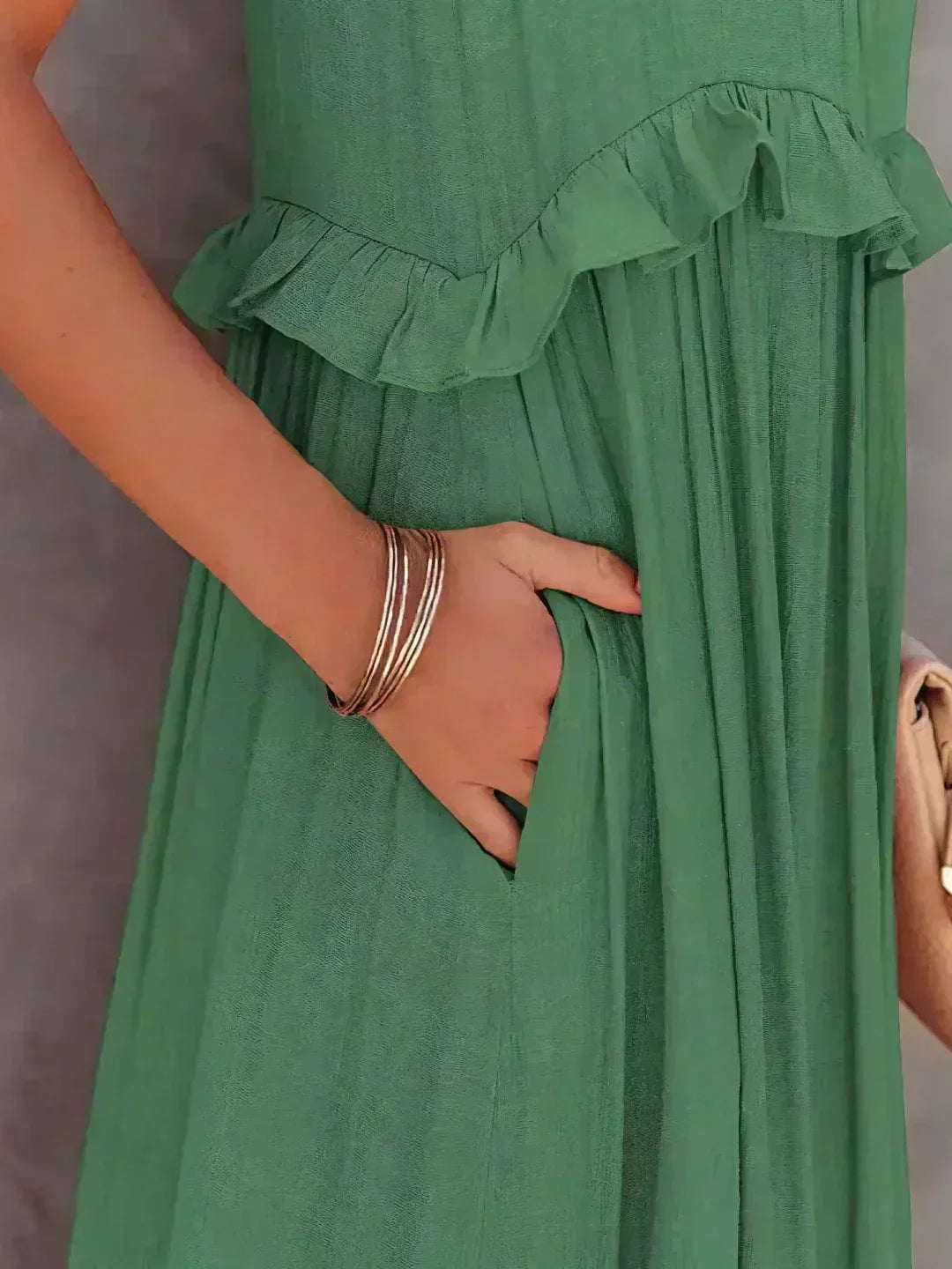 Avery - Elegant Halter Neck Ruffle Trim Dress