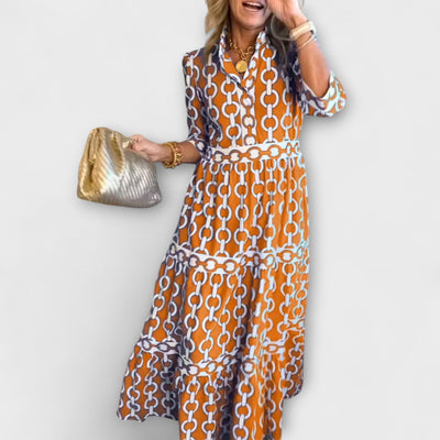 Christine - Women's Printed Chain Pattern Long Dress