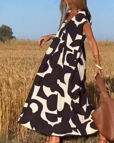 Keira - Irregular Geometric Print Sleeveless Dress