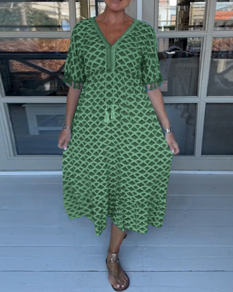 Tanesha - Summer V-Neck Tassel Dress