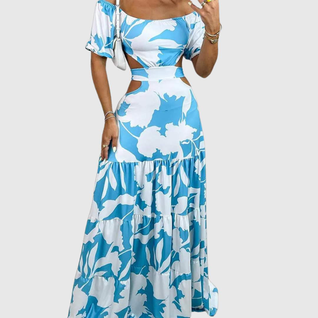 Kaitlyn - Elegant Irregular Grain Cut-Out Style Midi Dress