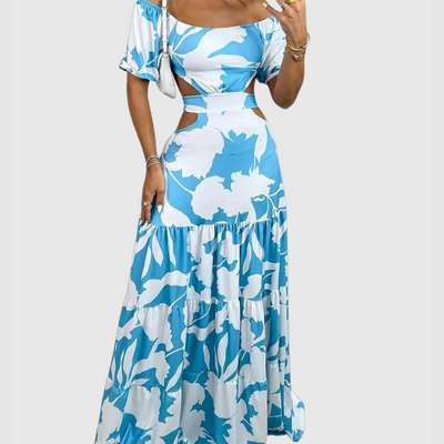 Kaitlyn - Elegant Irregular Grain Cut-Out Style Midi Dress