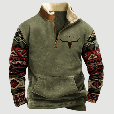 Kjeld ™ - Cozy Moose Print Half-Zip Sweater For Men