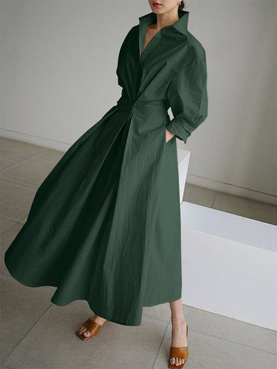 Mary - Chic Polo Collar A-Line Swing Dress