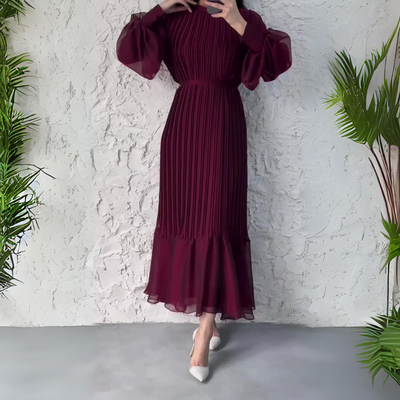 Bailey - Chic French Fall Mesh-Accented Evening Gown