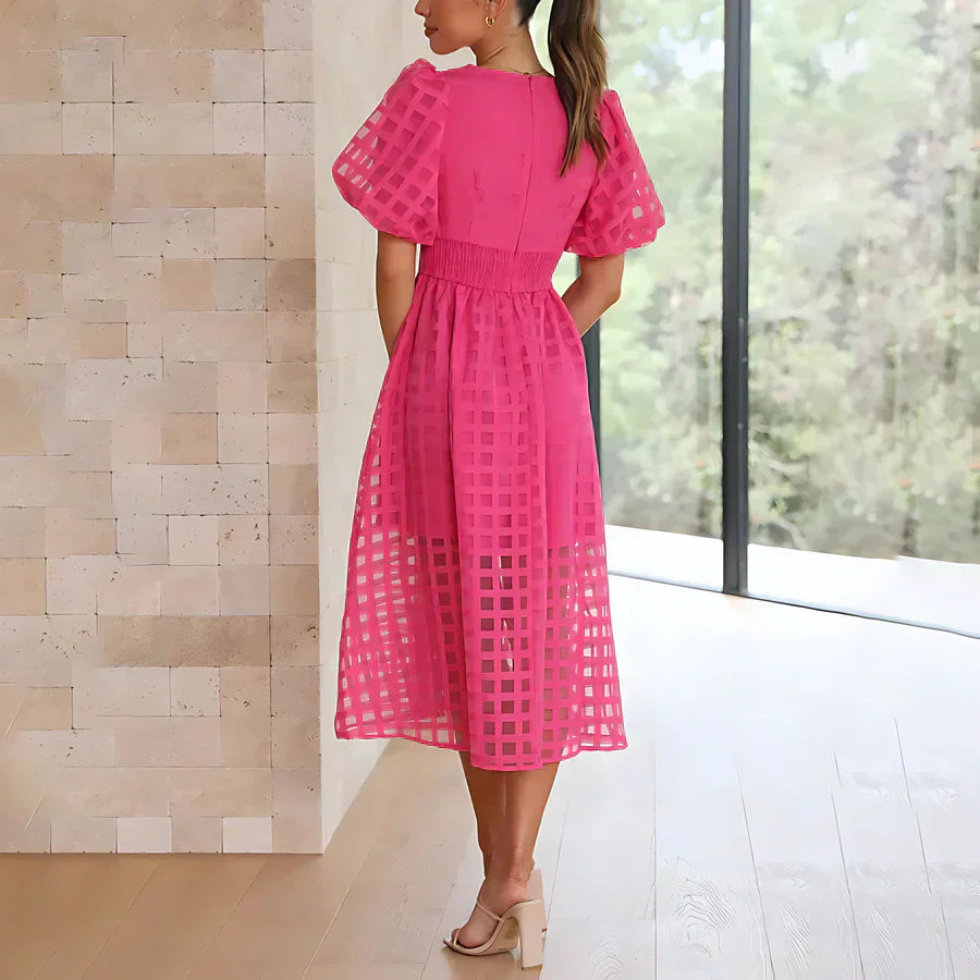 Cindy™ - Classic Midi Dress with Balloon Sleeves