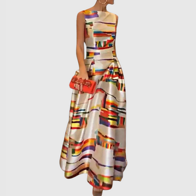 Hannah - Chic O-Neck Pleated Sleeveless Evening Dress