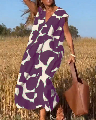 Keira - Irregular Geometric Print Sleeveless Dress