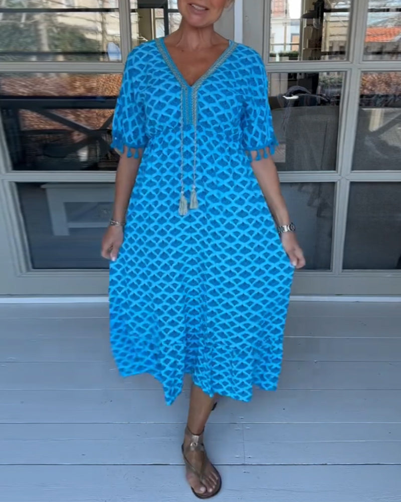 Tanesha - Summer V-Neck Tassel Dress