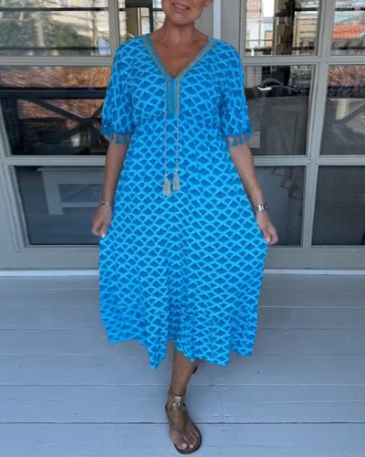 Tanesha - Summer V-Neck Tassel Dress