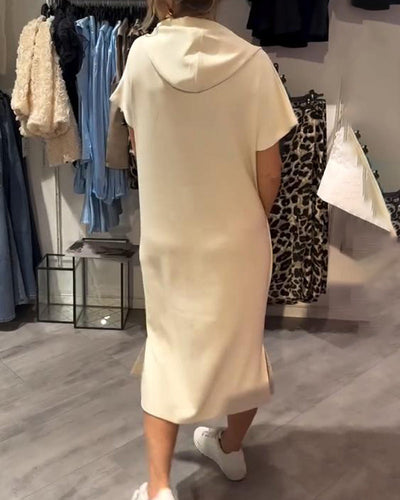 Edith - Casual Letter Print Hooded Pullover Dress