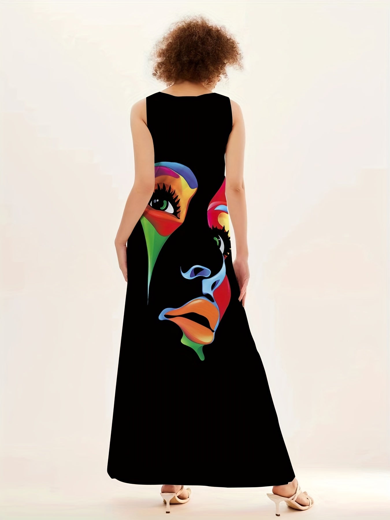Julianne - Chic Mask Print Maxi Dress