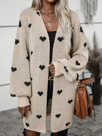 Knitted Cardigan with Heart Pattern