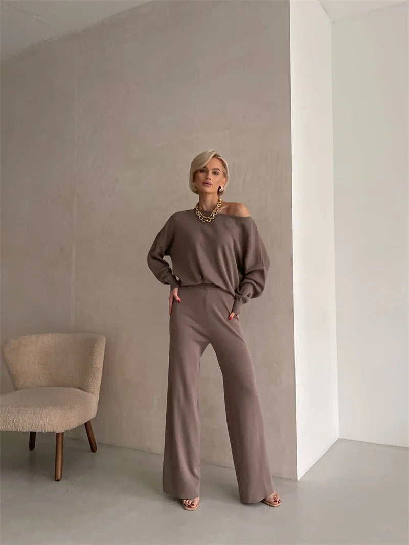 Cora - Elegant Winter Knit Monochrome Set