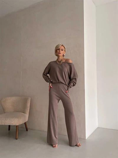 Cora - Elegant Winter Knit Monochrome Set