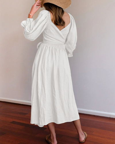 Ivana - Elegant Reversible Puff Sleeve Maxi Dress