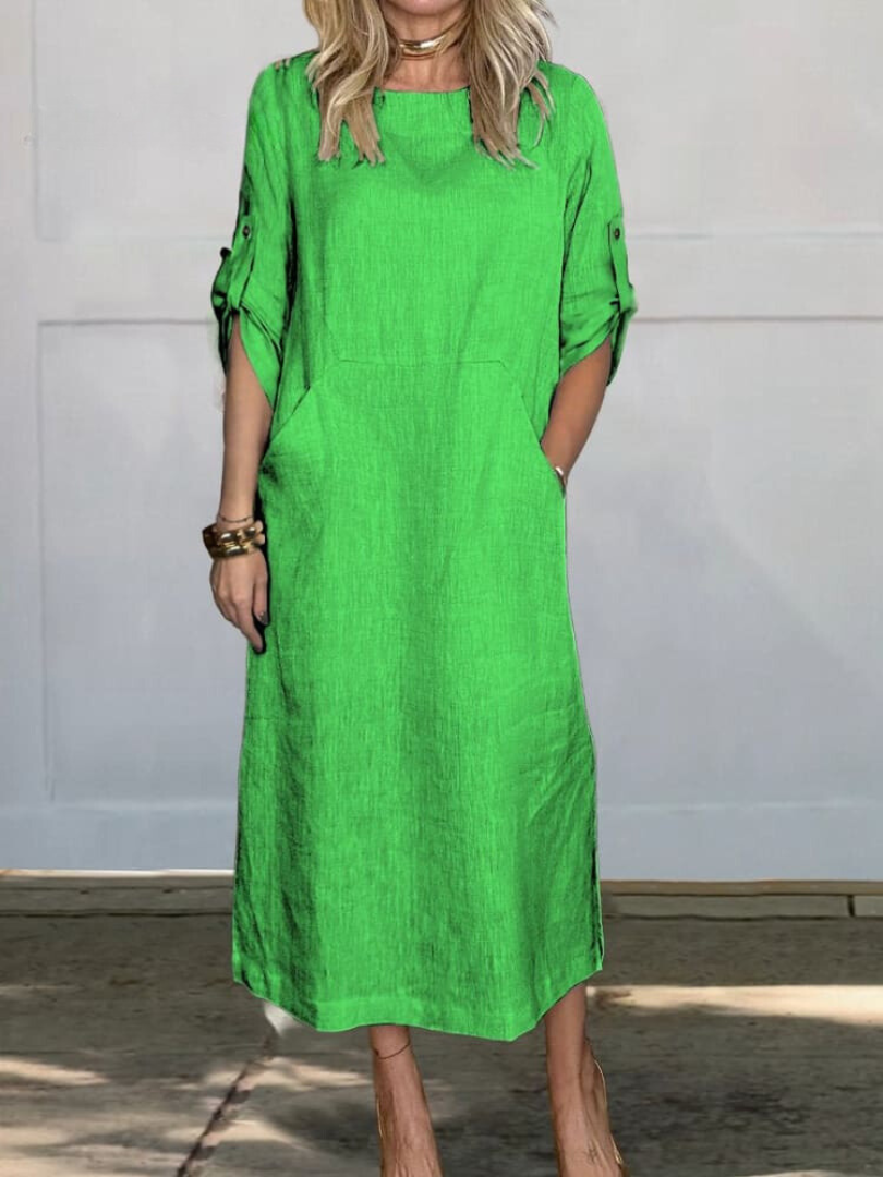 Mia™ - Comfortable Plain Dress With Pockets