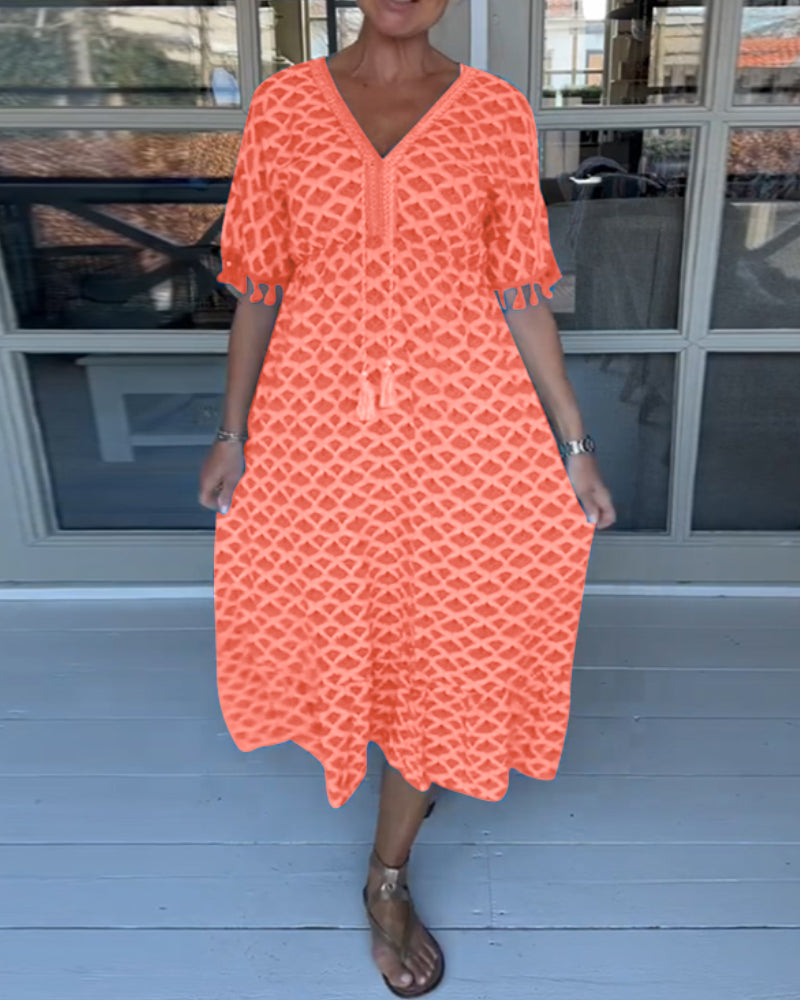 Tanesha - Summer V-Neck Tassel Dress