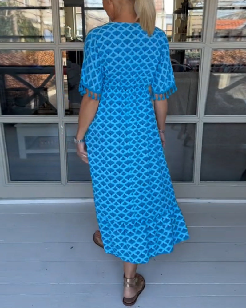 Tanesha - Summer V-Neck Tassel Dress