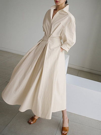 Mary - Chic Polo Collar A-Line Swing Dress