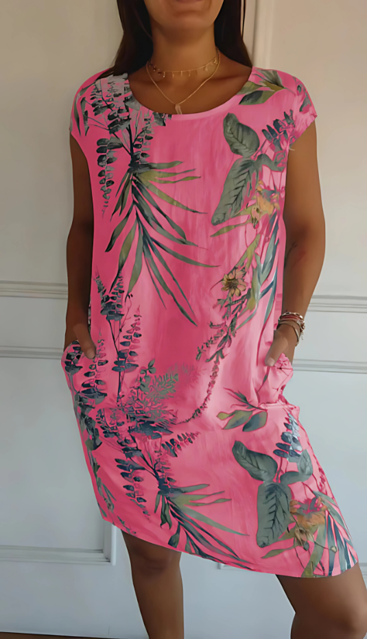 Jordan - Casual Loose-Fit Knee-Length Printed Dress