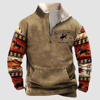 Kjeld ™ - Cozy Moose Print Half-Zip Sweater For Men