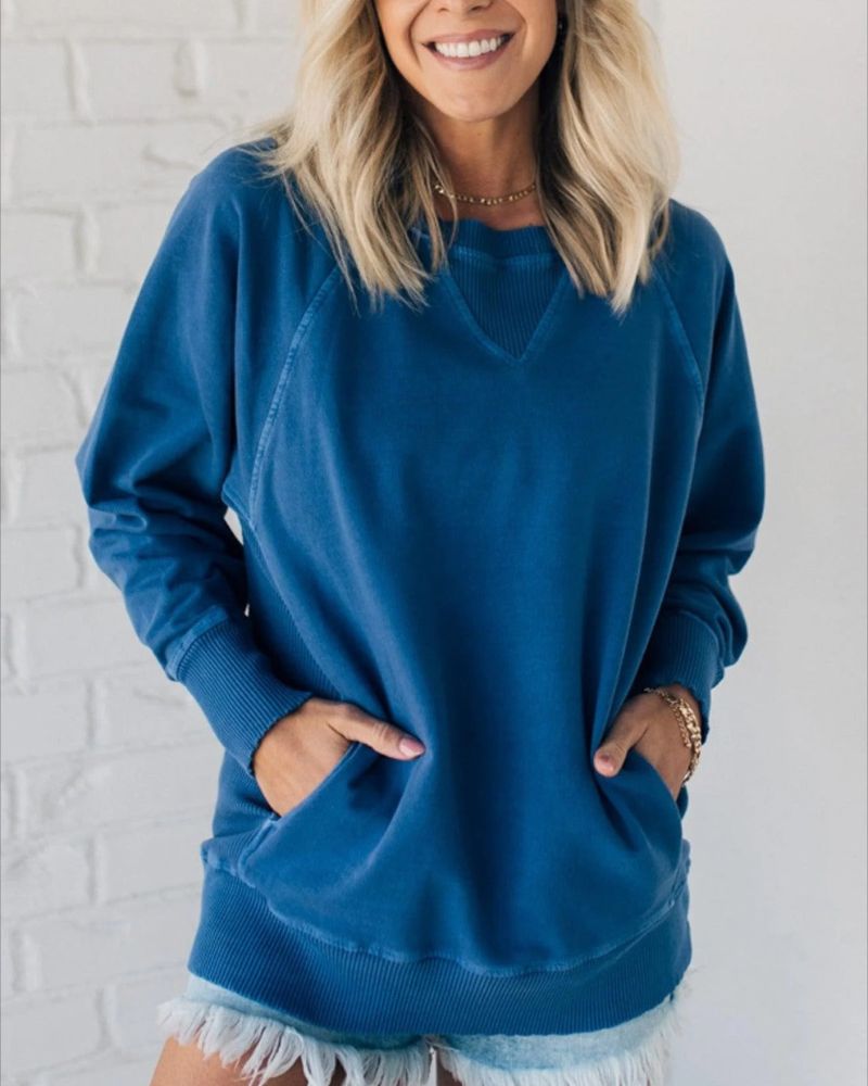 VIOLA - Ribbed sweater with pockets