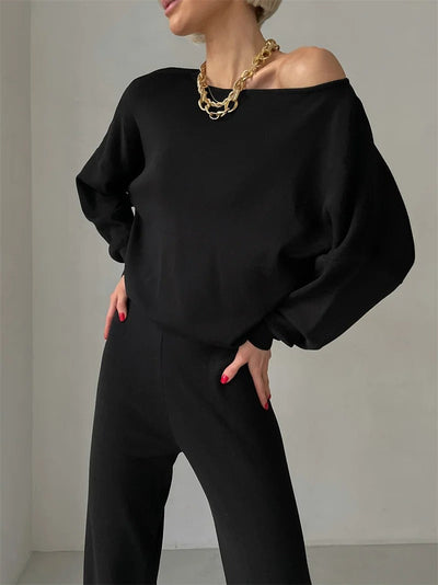 Cora - Elegant Winter Knit Monochrome Set