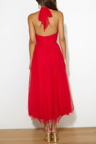 Mila - Sleek Mesh High Neck Dress