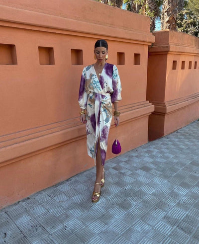Megan - Elegant V-Neck Long Sleeve Split Maxi Dress