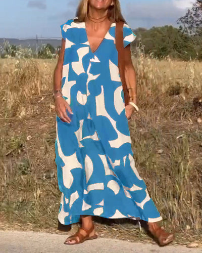 Keira - Irregular Geometric Print Sleeveless Dress