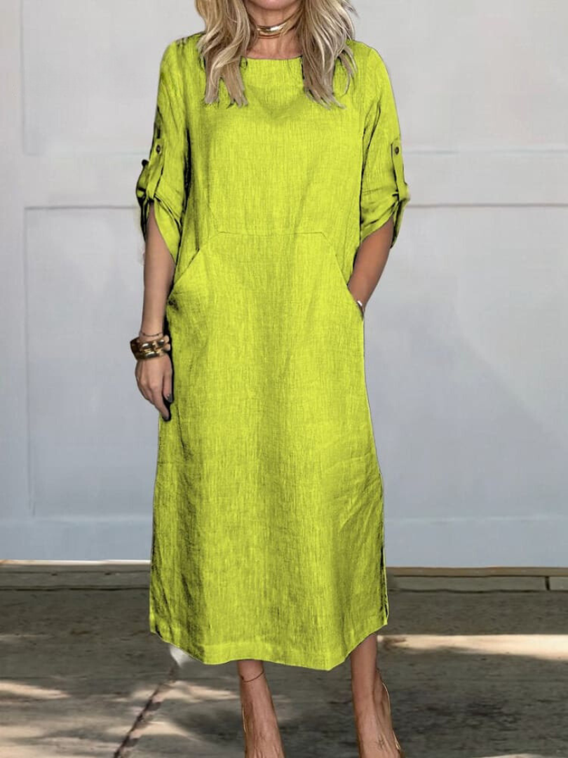 Mia™ - Comfortable Plain Dress With Pockets