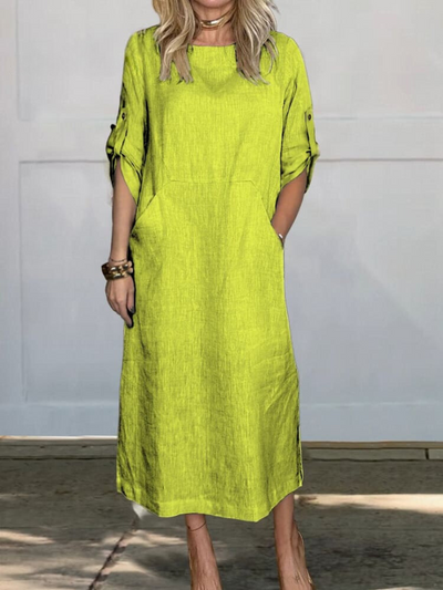 Mia™ - Comfortable Plain Dress With Pockets