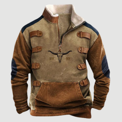 Kjeld ™ - Cozy Moose Print Half-Zip Sweater For Men